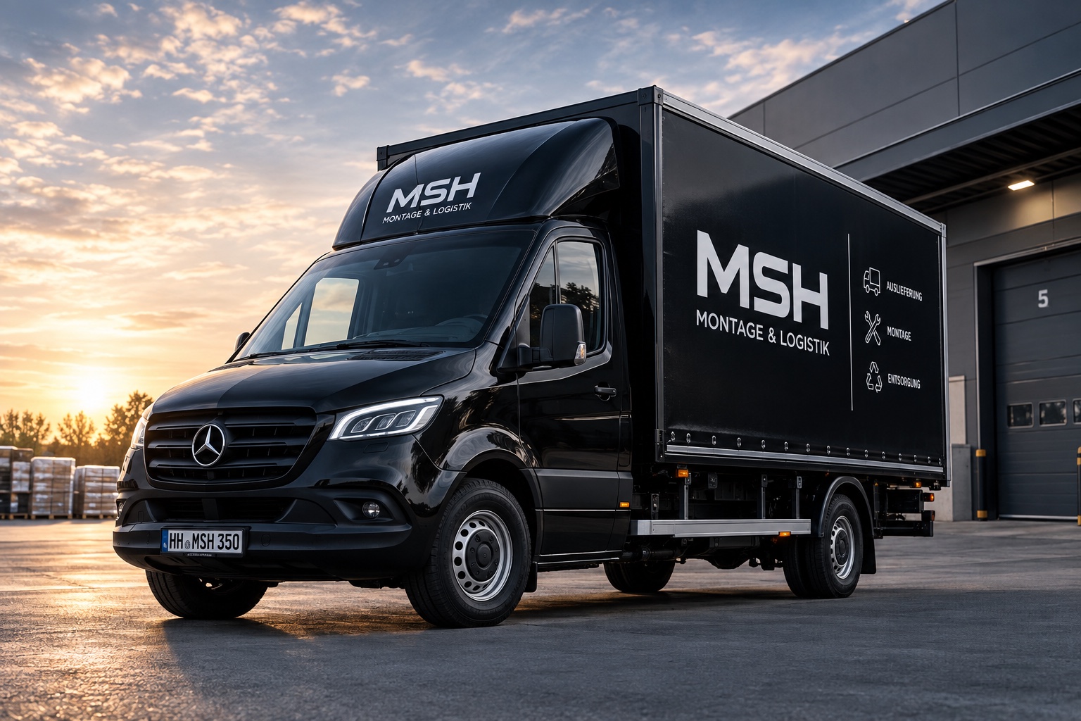 Geschütztes Möbelstück wird in einen Koffer-Lkw verladen